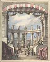 Free download Design for a Stage Set: A Classical Courtyard and Colonnade with a Statue of Minerva free photo or picture to be edited with GIMP online image editor