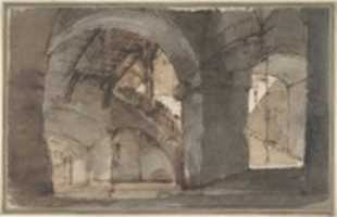 Free download Design for a Stage Set: A Dungeon with High Vaults and a Staircase at Right. free photo or picture to be edited with GIMP online image editor