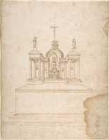 Free download Design for a Tabernacle Surmounted by Christ on the Cross and Praying Figures (the Virgin and Saint John?). free photo or picture to be edited with GIMP online image editor