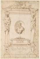 Free download Design for a Tomb with Herms and a Niche with a Bust Portrait free photo or picture to be edited with GIMP online image editor