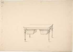 Free download Design for a Worktable with Two Suspended Containers (Verso: Sketch for desk) free photo or picture to be edited with GIMP online image editor