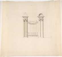 Free download Design for Gate Piers with Paired Pilasters and Domed Caps, and a Gate free photo or picture to be edited with GIMP online image editor