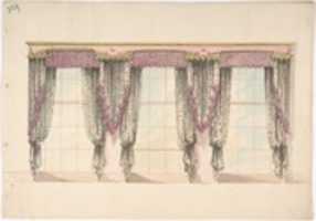 Free download Design for Gray and Pink Curtains with Pink Fringes and a PInk and Gold Pediment free photo or picture to be edited with GIMP online image editor