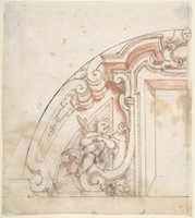 Free download Design for One Half of a Lunette with a Window and Putto at Left free photo or picture to be edited with GIMP online image editor