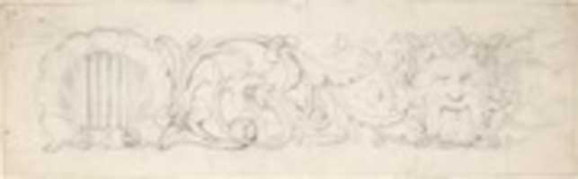 Free download Design for Ornamental Frieze with Shell, Foliage and Satyrs Head (recto); Figural Studies (verso) free photo or picture to be edited with GIMP online image editor