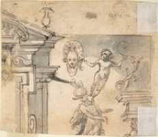 Free download Design for Ornament with Seahorse and Amphora (recto); Figural Studies and Architectural Design (verso) free photo or picture to be edited with GIMP online image editor