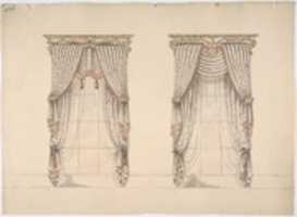 Free download Design for Pink, Green and White Curtains with Pink and Gold Fringes and a Gold and White Pediment free photo or picture to be edited with GIMP online image editor