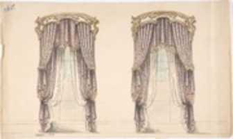 Free download Design for Pink, Mauve and White Floral Curtains with a Gold and White Pediment free photo or picture to be edited with GIMP online image editor