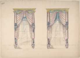 Free download Design for Pink, White and Blue Curtains with Blue Fringes, and Gold and Blue Pediments free photo or picture to be edited with GIMP online image editor