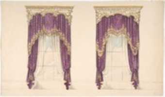 Free download Design for Purple Curtains with Gold Fringes and a Gold and White Pediment free photo or picture to be edited with GIMP online image editor