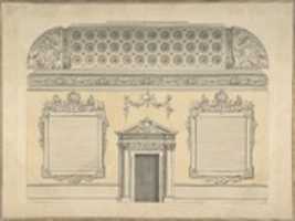 Free download Design for Section of a Rococo Room, with a Coved Ceiling and Ornamented Corinthian Doorway free photo or picture to be edited with GIMP online image editor