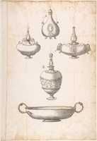 Free download Design for Shallow Two Handled Dish and Four Perfume Bottles free photo or picture to be edited with GIMP online image editor