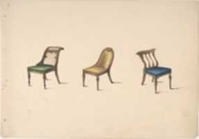 Free download Design for Three Chairs with Slanted Backs, Green, Yellow and Blue Upholstery free photo or picture to be edited with GIMP online image editor