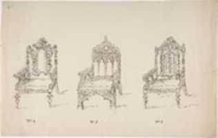 Free download Design for Three Low Gothic or Renaissance Style Arm Chairs free photo or picture to be edited with GIMP online image editor