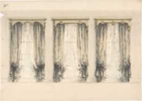 Free download Design for Three Sets of Gray Curtains , with Gray and Gold Pediments free photo or picture to be edited with GIMP online image editor