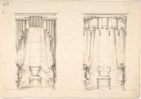 Free download Design for Two Tasseled Curtains, Shown with Chairs free photo or picture to be edited with GIMP online image editor