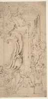 Free download Design of a Cartouche in Half Decorated Frame with Statues and Volutes. free photo or picture to be edited with GIMP online image editor