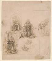 Free download Designs for a Nativity or Adoration of the Christ Child; Perspectival Projection (recto); Slight Doodles (verso) free photo or picture to be edited with GIMP online image editor