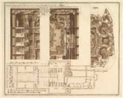 Free download Designs for the Theater at Nancy: View of Half the Proscenium and a Half a Section of It; End of the Ceiling; and Ground Plan free photo or picture to be edited with GIMP online image editor