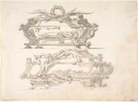 Free download Designs for Two Reliquary Caskets; at top Bishop; at bottom: Skulls and Bones free photo or picture to be edited with GIMP online image editor