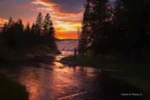 Free download Digital Colored Pencil Drawing of the Firehole River free photo or picture to be edited with GIMP online image editor