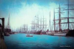 Free download Digital Color Pencil Drawing of Docked Ships in Hamburg free photo or picture to be edited with GIMP online image editor