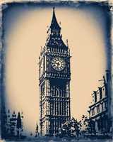 Free download Digital Cyanotype Photograph of Big Ben free photo or picture to be edited with GIMP online image editor