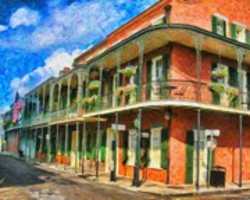 Free download Digital Oil Painting of a Red French Quarter Building in New Orleans free photo or picture to be edited with GIMP online image editor