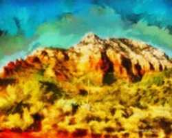 Free download Digital Oil Painting of a Sedona Mountain free photo or picture to be edited with GIMP online image editor