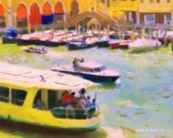 تنزيل Digital Oil Painting of Boats in Venices Grand Canal صورة مجانية أو صورة لتحريرها باستخدام محرر صور GIMP عبر الإنترنت