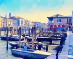 Unduh gratis Digital Oil Painting of Docked Motorboats in Venice foto atau gambar gratis untuk diedit dengan editor gambar online GIMP