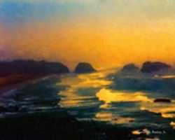 オレゴン州エコラ州立公園のビーチのデジタル油絵を無料でダウンロードGIMPオンライン画像エディタで編集できる無料の写真または画像