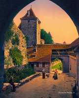 Free download Digital Oil Painting of the Kobolzeller Tor in Rothenburg free photo or picture to be edited with GIMP online image editor