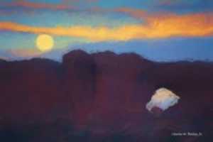 Free download Digital Oil Painting of the Moon over the North Window in Arches National Park free photo or picture to be edited with GIMP online image editor
