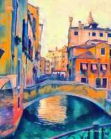 Unduh gratis Digital Oil Painting of Venice Bridges foto atau gambar gratis untuk diedit dengan editor gambar online GIMP