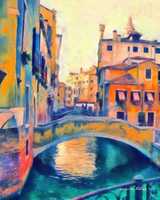 تنزيل Digital Oil Painting of Venice Bridges مجانًا ، صورة أو صورة مجانية ليتم تحريرها باستخدام محرر الصور عبر الإنترنت GIMP