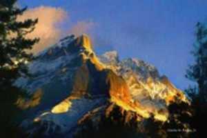 Bezpłatne pobieranie Cyfrowe kije olejne Malowanie gór w pobliżu Banff bezpłatne zdjęcie lub obraz do edycji za pomocą internetowego edytora obrazów GIMP