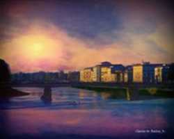 Free download Digital Pastel Drawing of a Fisherman Near the Ponte Amerigo Vespucci in Florence, Italy free photo or picture to be edited with GIMP online image editor