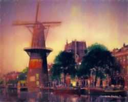 Free download Digital Pastel Drawing of a Windmill in Rotterdam free photo or picture to be edited with GIMP online image editor