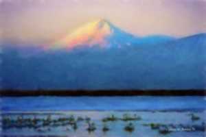 Bezpłatne pobieranie Digital Pastel Drawing of Mount Shasta darmowe zdjęcie lub obraz do edycji za pomocą internetowego edytora obrazów GIMP