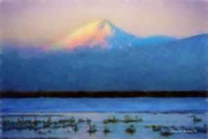 ดาวน์โหลดฟรี Digital Pastel Drawing of Mount Shasta รูปถ่ายหรือรูปภาพฟรีที่จะแก้ไขด้วยโปรแกรมแก้ไขรูปภาพออนไลน์ GIMP