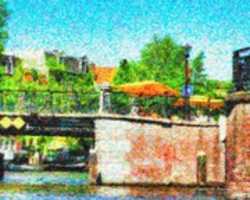 הורדה חינם דיגיטלית פוינטיליזם ציור של גשר אמסטרדם בחינם תמונה או תמונה לעריכה עם עורך תמונות מקוון GIMP