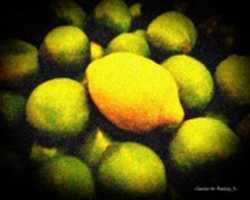 Muat turun percuma Digital Pointillism Painting of Lemon and Limes foto atau gambar percuma untuk diedit dengan editor imej dalam talian GIMP