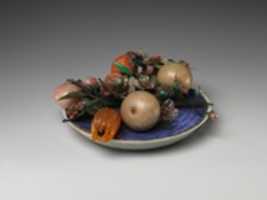 Free download Dish of Fruit and Peach Blossoms free photo or picture to be edited with GIMP online image editor