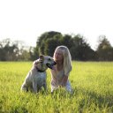 Dog and girl  screen for extension Chrome web store in OffiDocs Chromium