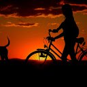 Dog and girl riding a bicycle  screen for extension Chrome web store in OffiDocs Chromium