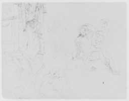Free download Doric Rotunda Interior with Curtains; Four Figure Studies, Including a Female Nude Bather with Putti, and a Martyrdom [of St. Bartholomew?] (from Sketchbook) free photo or picture to be edited with GIMP online image editor