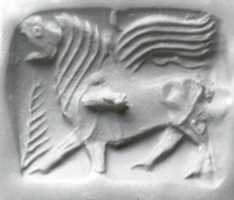 Free download Double-sided stamp seal: nude winged hero dominating snakes; winged dragon free photo or picture to be edited with GIMP online image editor