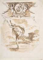 Free download Draped Man Running; Cartouche Supported by Two Winged Victories free photo or picture to be edited with GIMP online image editor