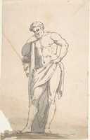 Free download Drawing after Male Statue Leaning on Tree Trunk free photo or picture to be edited with GIMP online image editor